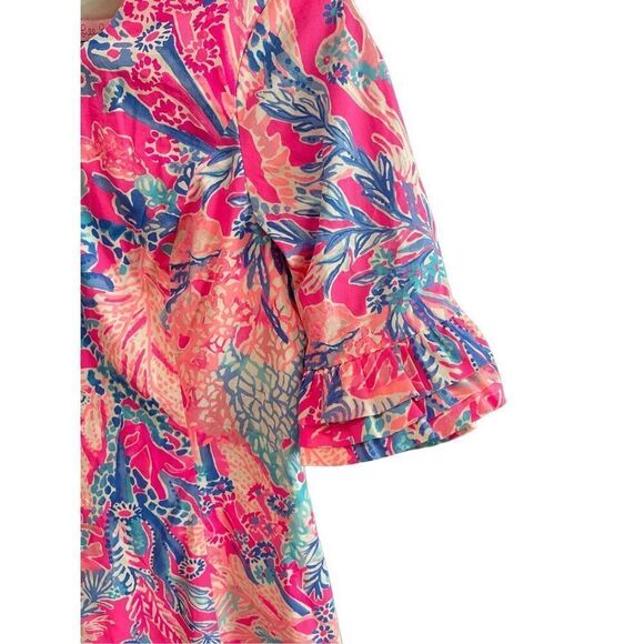 Lilly Pulitzer Womens Pink Blue Fiesta Stretch Ruffled Sleeve Dress Size 4 - Picture 10 of 12